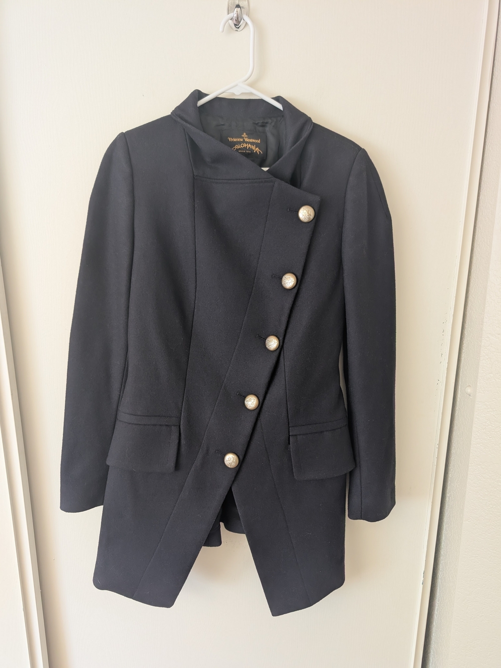 Vivienne Westwood Anglomania Womens 44 Blue Wool Coat Military Avant Garde